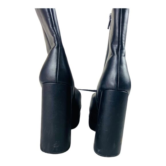 Womens High Block Heels Square Zip Platform Ankle Booties Boots Black Size 9 - Picture 5 of 8